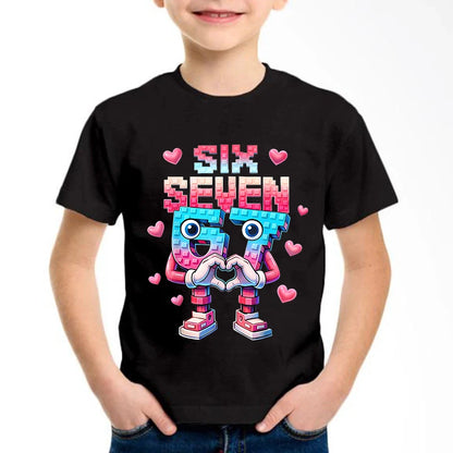 New Funny Six Seven Italian Brainrot 67 Number Graphic Print T-Shirt Boy/Girl Summer Short Sleeved Kids Comfortable Tshirt Top