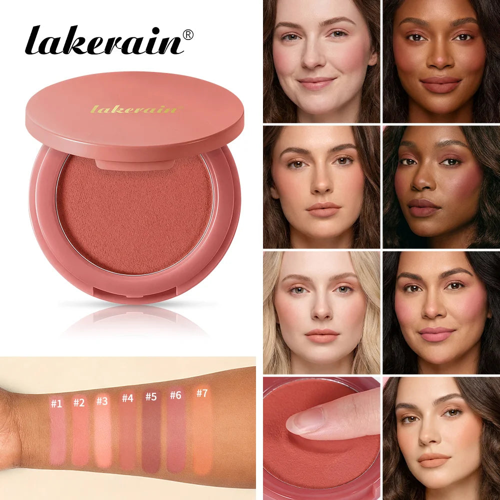 New Matte Blush Cream to Powder Cushiony Bouncy Texture Long Lasting Natural Flush Brightens Face Complexion Woman Makeup
