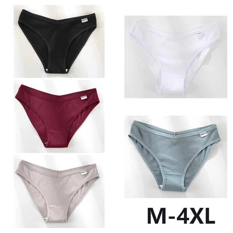 Women Cotton Panties - 5PCS Mid Rise Briefs Plus Size Sexy Ladies Underwear