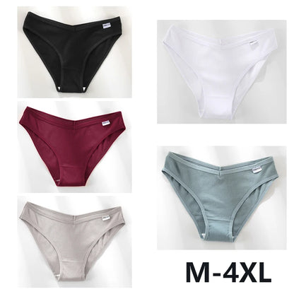 Women Cotton Panties - 5PCS Mid Rise Briefs Plus Size Sexy Ladies Underwear