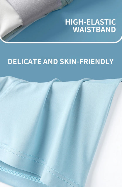 MiiOW 4Pcs Ice Silk Men Boxer Shorts Graphene Antibacterial Men Underwear Man Underpants Seamless Breathable Mens Panties L-5XL