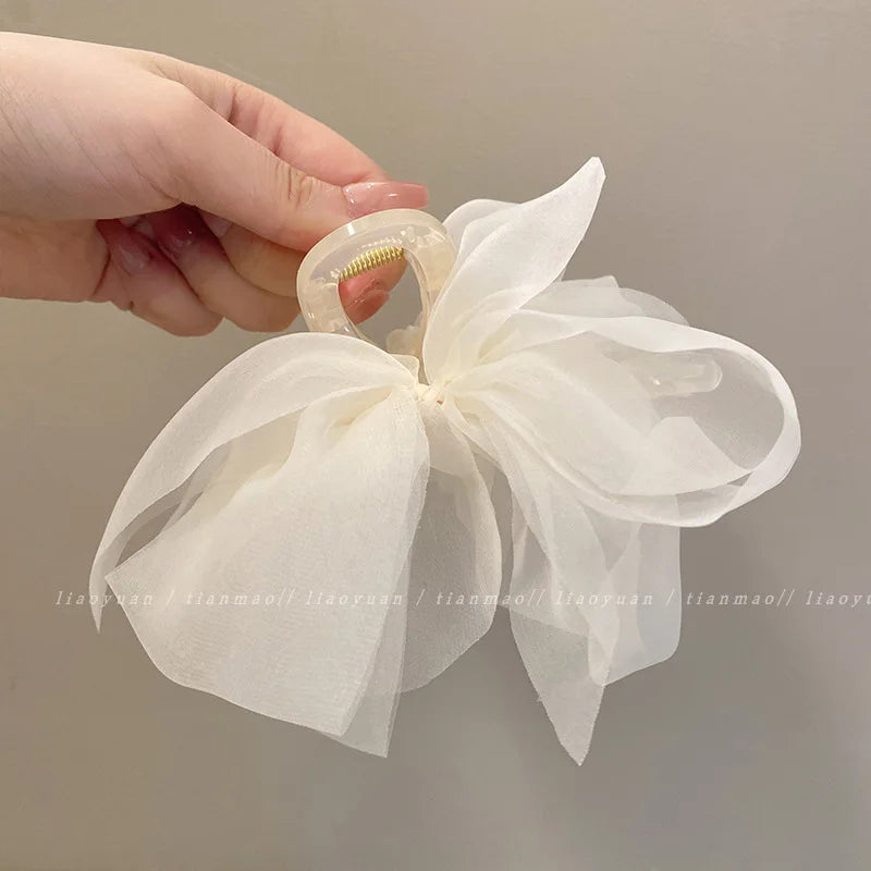 Elegant Mesh Bow Grip Clip for Girls Ponytail Braid Hair Claw Clip Stylish Hair Accessory Gift for Ladies  заколка зажим