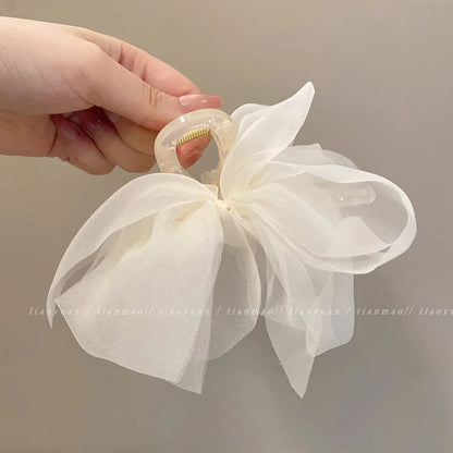 Elegant Mesh Bow Grip Clip for Girls Ponytail Braid Hair Claw Clip Stylish Hair Accessory Gift for Ladies  заколка зажим