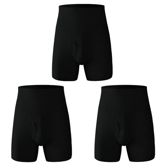 3pcs Men's underwear Men's cotton high waist belly large size extended anti - wear leg fat warm sports boxers