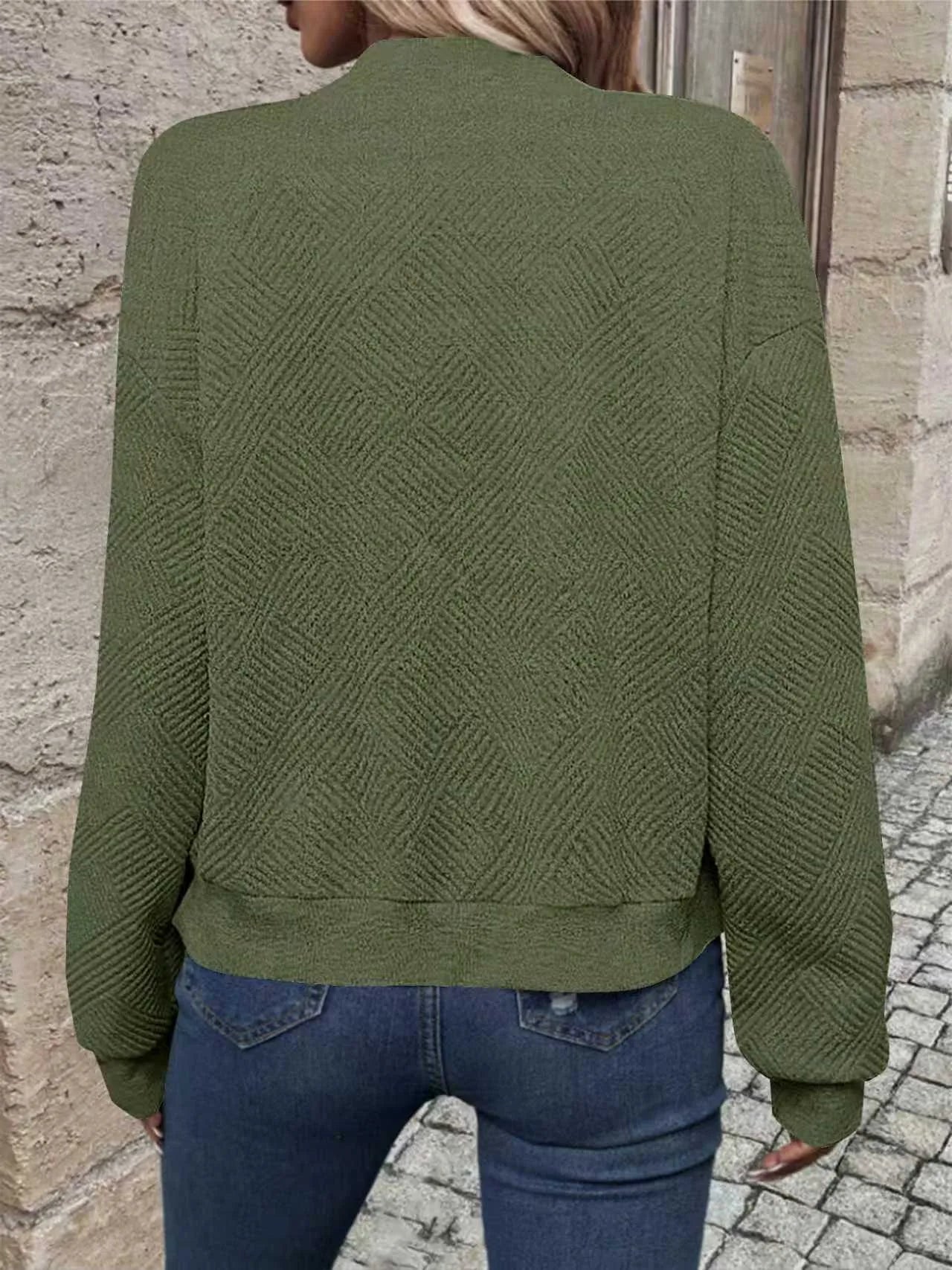 Women's Casual Zipper Jacket - Polyester Spandex Knit Fabric Spring Autumn Coat
