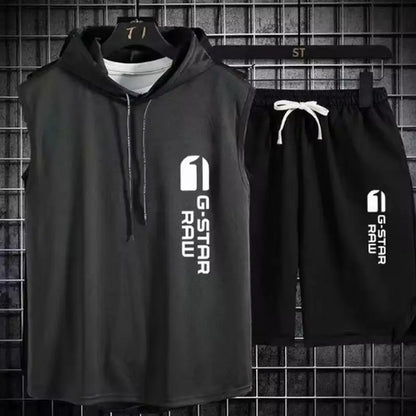 Men's track suit summer sportswear two-piece t-shirt shorts brand tracksuit jogging men's sports suit fitness clothes exercise