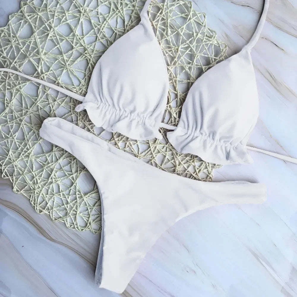 Brazilian Bikini Set - Sexy Two Piece Swimsuit With Push-Up Bandage Top