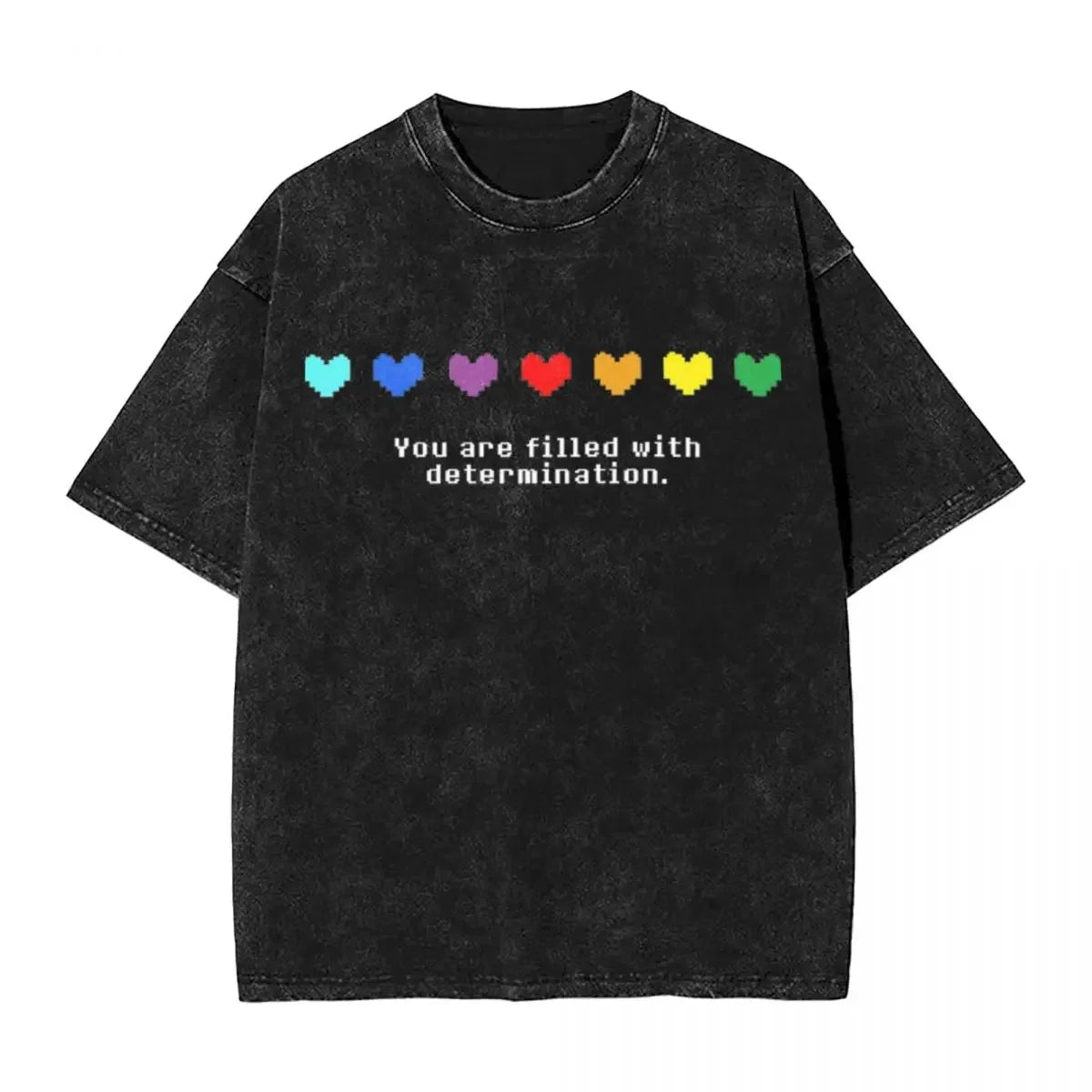 Washed Cartoon T Shirts Undertale Dog Pocket Graphic T-Shirts Cotton Loose Streetwear Short Sleeve Tee Shirt Men Women Clothing