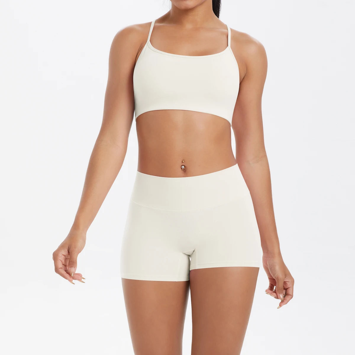 2PCS Yoga Clothes  Halter Yoga Top Set Fitness Gym Suit Crossover Back Sports Underwear Workout Gym Shorts Fitness High Waist