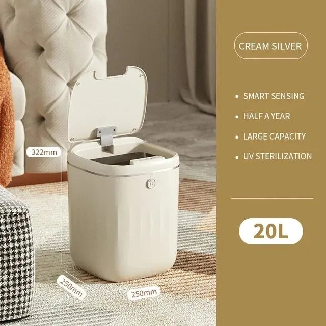 Smart Automatic Sensor Trash Can - 20L UV Induction Bathroom Wastebasket