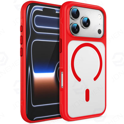 For Magsafe Skin Feel Transparent Phone Case For iPhone 17 16 15 Plus 14 13 12 Pro Max Air Metal Buttons Siliconen Bumper Cover