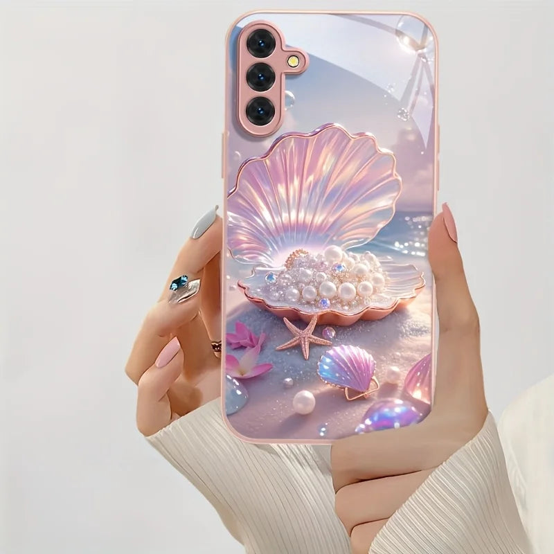 Hard Glass Flowers Case For Samsung S26 S25 Ultra S24 S23 Plus S21 FE S22 A57 A56 5G A55 A54 A36 A53 A52S A17 A34 A51 Case Cover