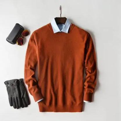 Cashmere Pullover Sweater - Men's V Neck Warm Cotton Blend Knitwear For Autumn Winter