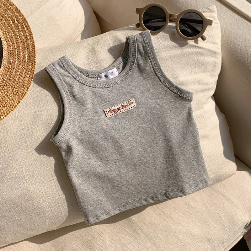 Kids Summer Clothes Sleeveless T-shirt Fashion Children T-shirt For Girls Boys Cotton Vest Tops