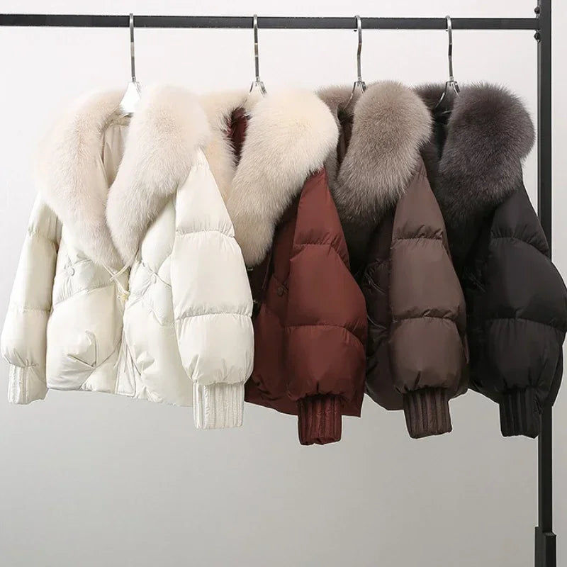2026 Winter Thicke Warm Women's Parkas Removable Fur Collar Bread Coat Loose Chic Down Cotton Padded Casual New Coat Outwear