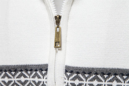 2023 New Autumn High Quality Zipper Pullers Men Warm Winter Cotton Sweaters for Men Ethnic Patterns Casual Mens Sweater