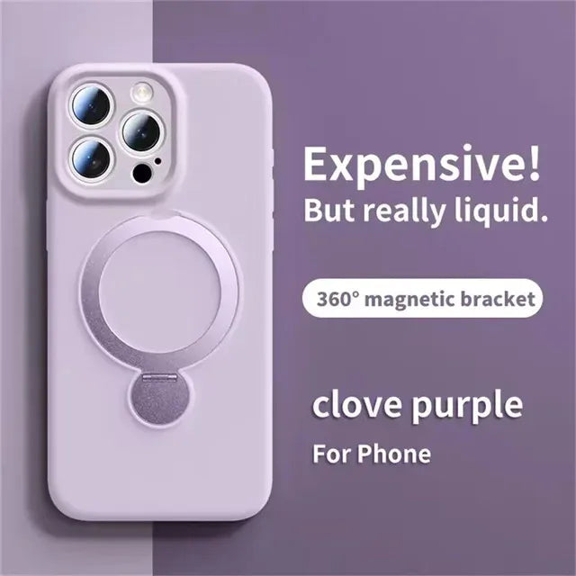 Original Liquid Matte Magnetic Stand Phone Case for iPhone 17 16 14 15 Pro Max For Magsafe Wireless Charge Shockproof Back Cover