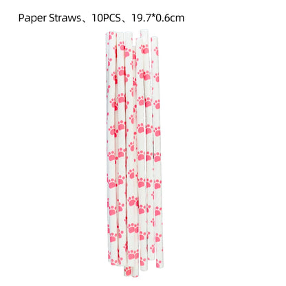 Pink Puppy Paw Birthday Party Supplies - Disposable Tableware  Decorations