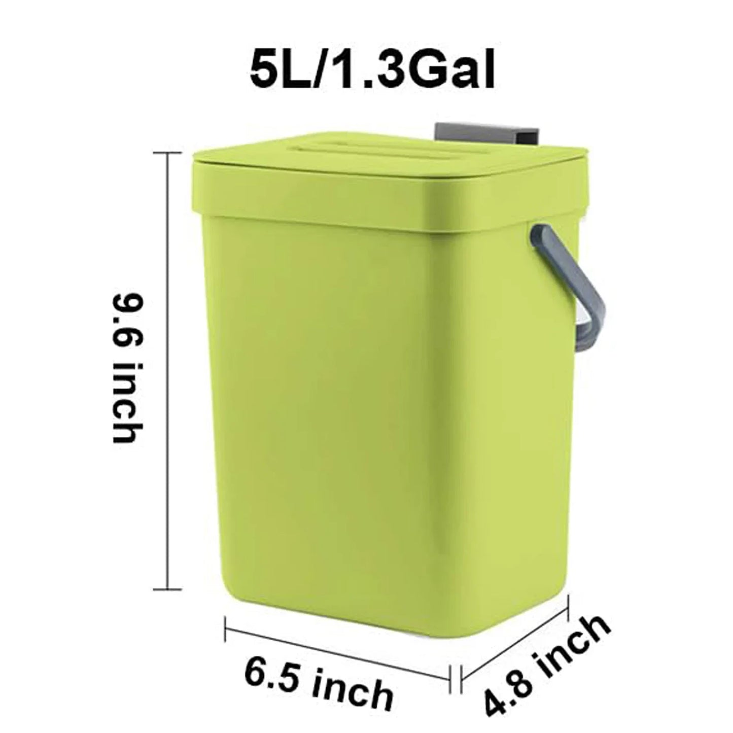 Small Plastic Trash Can - Hanging Under Sink Bin with Lid | Eco Friendly Kitchen Waste Bin