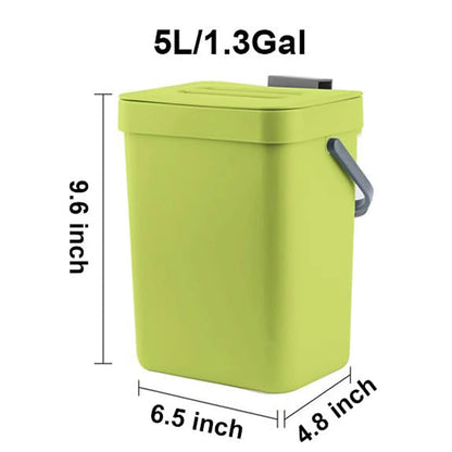 Small Plastic Trash Can - Hanging Under Sink Bin with Lid | Eco Friendly Kitchen Waste Bin
