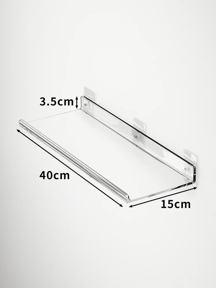 Acrylic Wall Storage Rack - No Drill Bathroom  Kitchen Organizer with Strong Adhesive