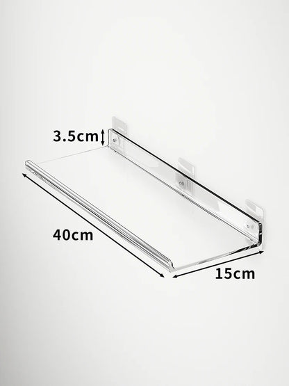 Acrylic Wall Storage Rack - No Drill Bathroom  Kitchen Organizer with Strong Adhesive