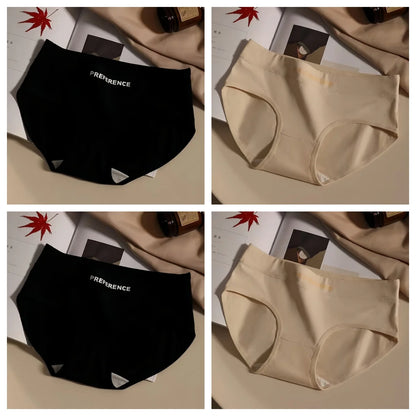 4Pcs/Set Cotton Panties Women Mid Waist Briefs Breathable Intimates Breathable Comfort Underwear M-2XL Soft Panties