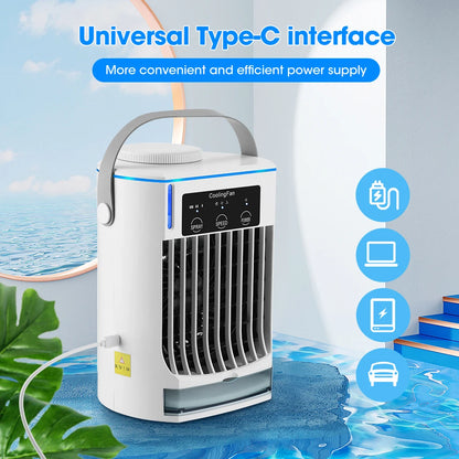 Mini Portable Air Conditioner Fan, Personal Water Cooling Air Cooler Fan, Mobile Small Conditioning Fan for Room Office Cars