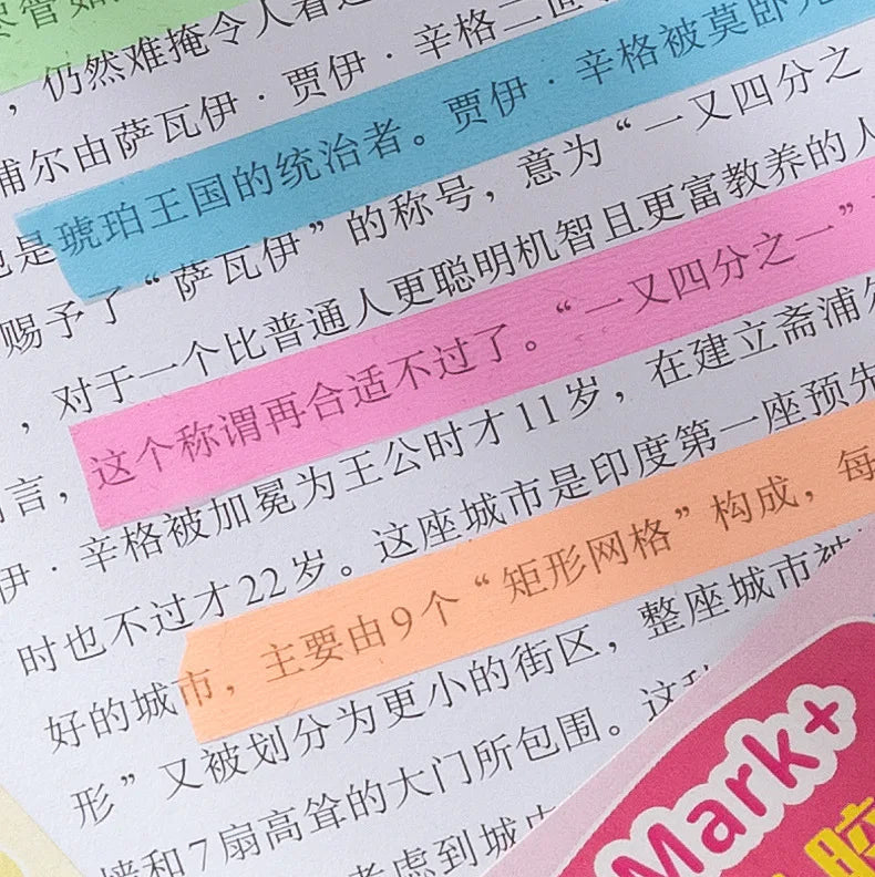 5Rolls Transparent Fluorescent Index Tabs Flags 5 Colors Book Annotation Sticky Note Highlighter Tape School Office Supplies