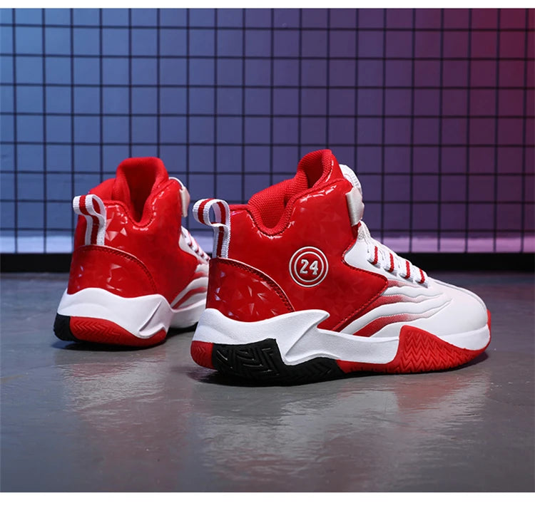 Children Basketball Sports Shoes Swivel Button Casual Shoes Four Seasons Kids Mesh Sneaker Non-slip Boys Girls Outdoor Training