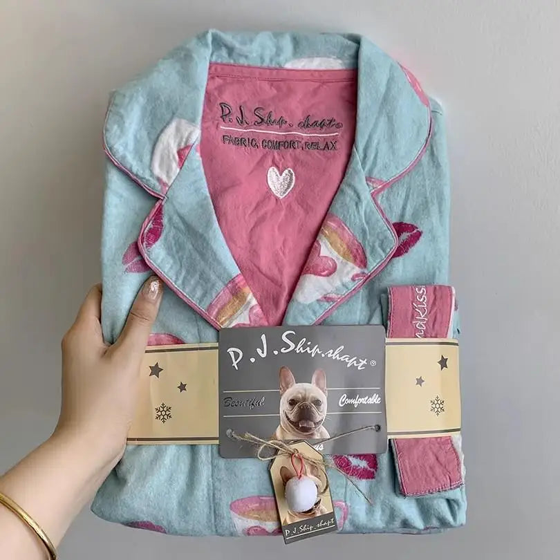 2026 Spring Autumn Winter New Home Clothes Women Cotton Pajamas Suit Cartoon Nightwear Comfort Shirt Pants Gift Loungewear