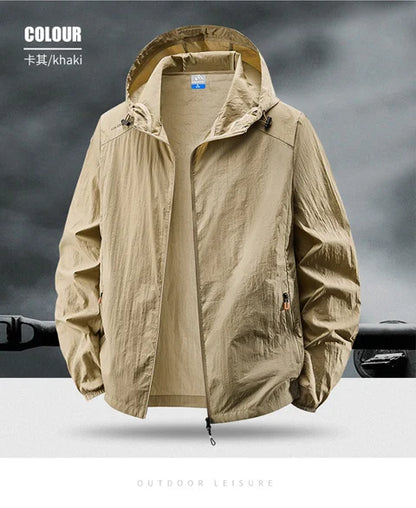 Jacket Mens Spring autumn New men sun protection coat jacket Solid color hooded Jackets casual coat Men's business coats 2318