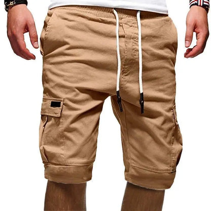 Men's Cargo Shorts – Green Summer Bermuda With Flap Pockets & Drawstring Waist