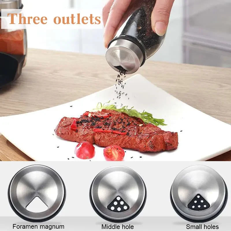 Rotating Spice Jar Set - Glass Seasoning Organizer with Rack for Kitchen Storage