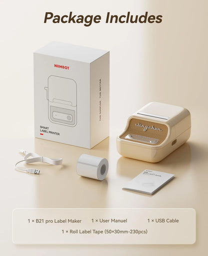 Niimbot B21 Pro 300DPI Portable Printer Thermal Label Bluetooth Sticker Maker For Business Home, Print Barcode Photo Note Label