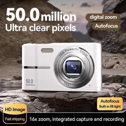 Portable Digital Camera - 44MP Compact Camera with 16x Zoom & 2.4 Inch LCD Screen