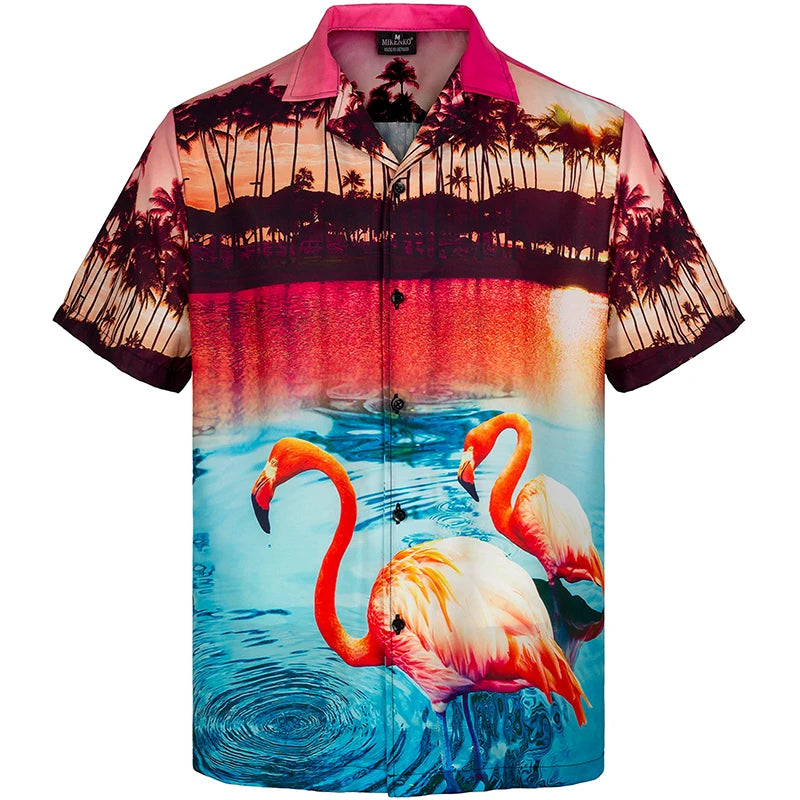 Full Print Beer Graphic Hawaiian Shirt for Men Short Sleeves Button Down Beach Alho Shirts Mens Oversized Blouse Shirts Clothes