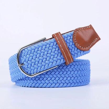 Unisex Stretch Jeans Belt - Casual Knitted Woven Canvas Pin Buckle