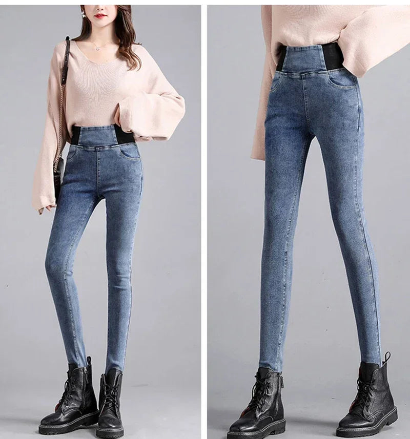 New Elastic Waist Skinny Jeans Women Spring Slim Stretch Denim Pants Vintage Pencil Vaqueros Mom Pantalones De Mujer PTKPCC