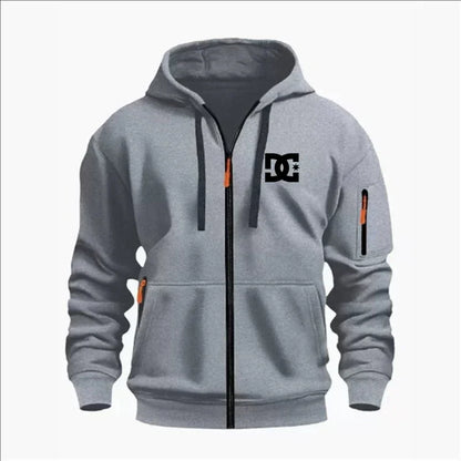 Spring and Autumn Men's Casual Sports Hoodie, Fashionable Arm Pocket Drawstring Hoodie Men's Loose Long-sleeved Shirt Pullover