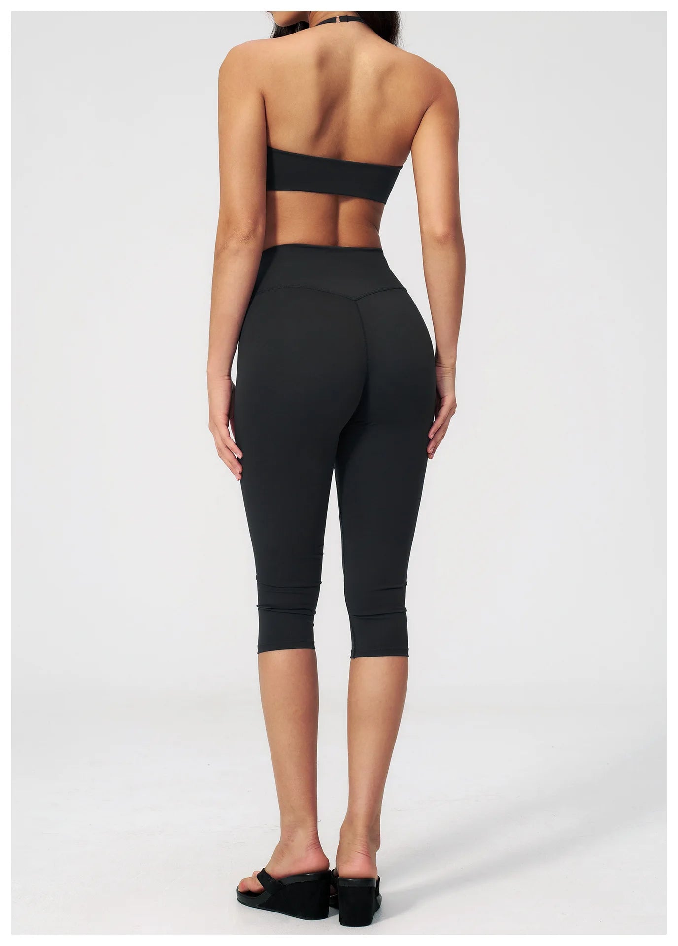 Women 2 Piece Yoga Set High Waist Capri Leggings Sports Bra Crop Top Workout Gym Athletic Outfits Female Fitness Activewear Suit