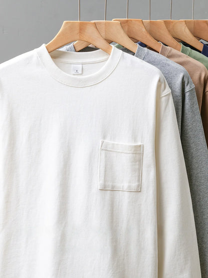 Men's Long Sleeve T Shirt - DUKEEN Heavyweight Cotton Crew Neck Casual Tee
