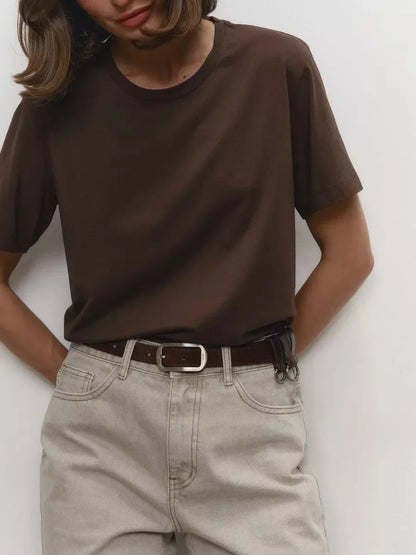 Cotton Summer Womens T-Shirt - Short Sleeve Loose Basic Top