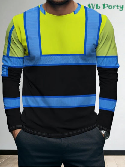 Men's 3D Printed New Secure Logo Color Blocking Design Long-Sleeved T-Shir Fashion Spring Daily Casual Work Wear Men's T-Shirts