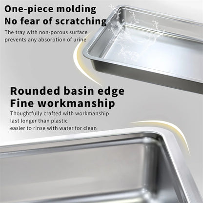 Stainless Steel Covered Cat Litter Box - Large Top Entry Pan with Scoop High Sided for Easy Cleaning - ZOOMNSTORE