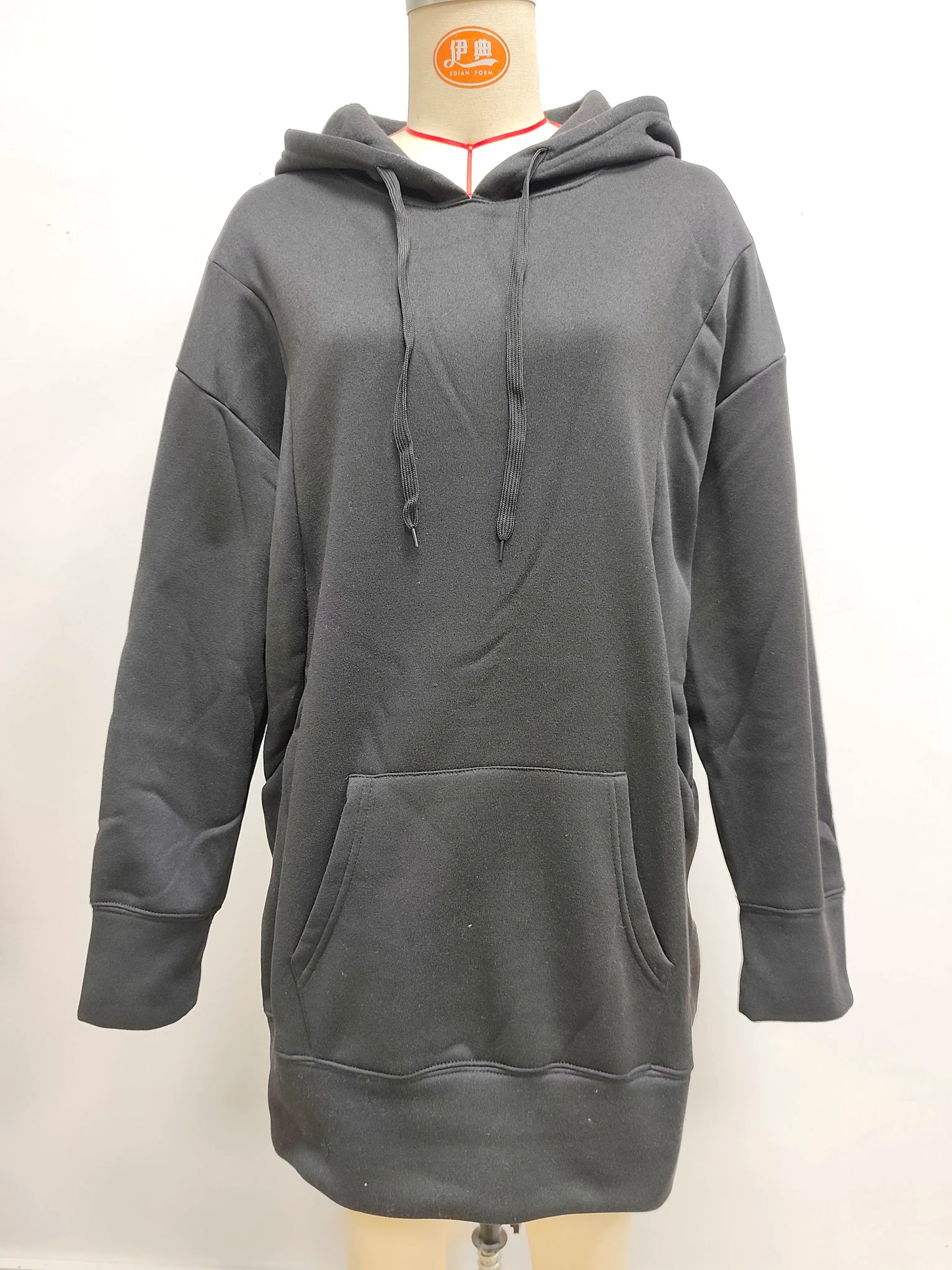 Oversized Hoodie Dress Women Loose Long Sleeve Pocket Drawstring Sweatshirt Dress Casual Streetwear Daily Wear Warm Pullover