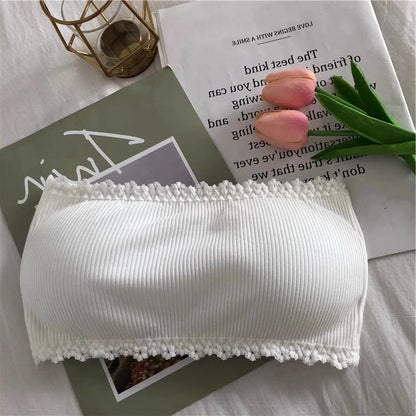 Lace Strapless Bra - Seamless Push Up Bralette | Wire Free Cotton Lace Bra