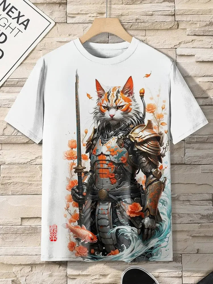Japanese Art Style Summer 3D Printed Large-sized Men's T-shirt Is Loose and Comfortable Suitable for Daily Wear