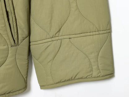 Quilted Jacket Women - Warm Winter Padded Coat With Covered Button Closure