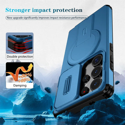 Lens Protect Camera Phone Case for Samsung S25 FE S26 S24 Ultra S23 Plus A37 A57 A17 A36 A56 A16 A55 Magnetic Kickstand Cover
